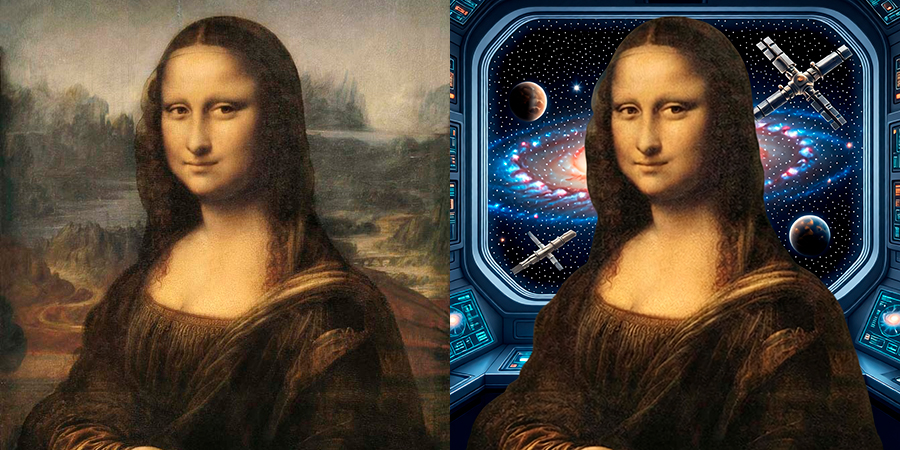 Заменить фон на фото на космос