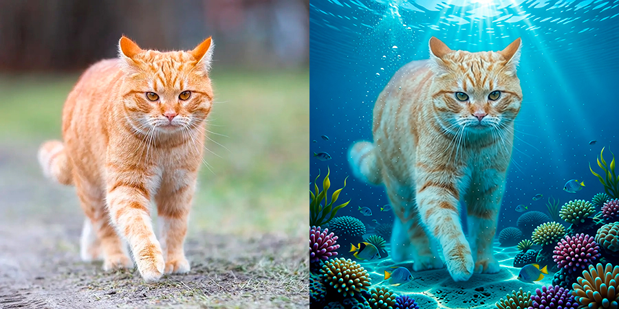 Заменить фон на фото на морское дно