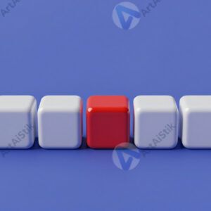 Ряд одинаковых белых кубов на цветном фоне