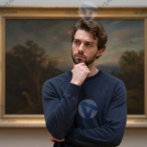 Портрет в музее перед картиной