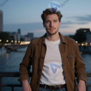 Портрет на мосту над рекой