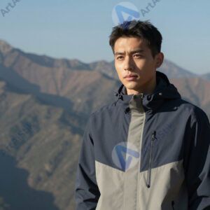 Портрет в горах на фоне пиков