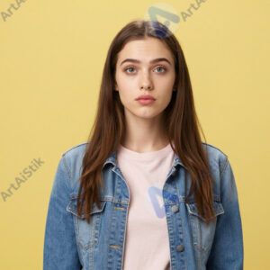 Портрет в студии на ярко-жёлтом фоне