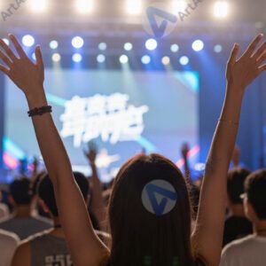 Девушка руки вверх на концерте