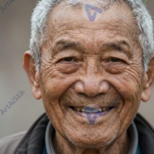 Старик улыбается