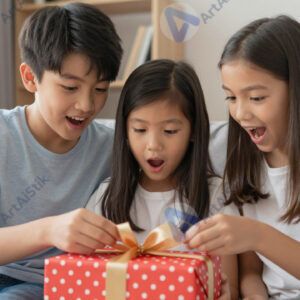 Дети открыли подарок