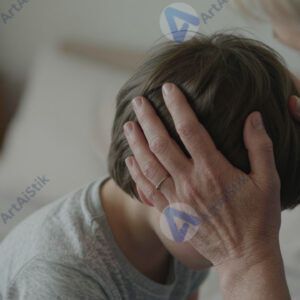 Бабушка гладит ребёнка по голове