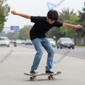 Подросток на скейте в парке