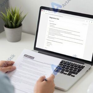 Офисный работник за ноутбуком