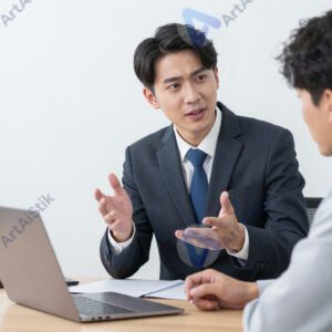 Менеджер по видеосвязи общается с клиентом