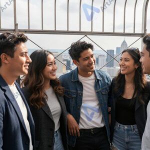 Друзья вместе на смотровой площадке