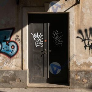 Подворотня с граффити на стенах