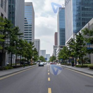 Пустая улица в деловом районе в выходной день.