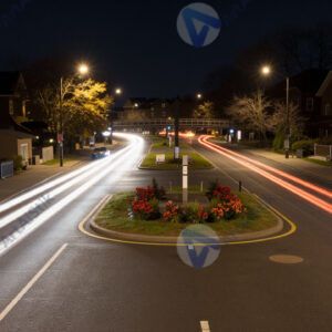 Кольцевая развязка в ночи