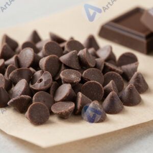 Шоколадная стружка и куски тёмного шоколада на пергаменте.