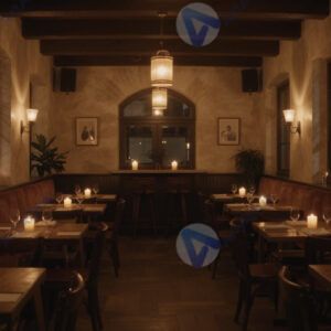 Зал ресторана при свечах