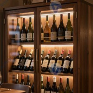 Уголок с винным шкафом в ресторане