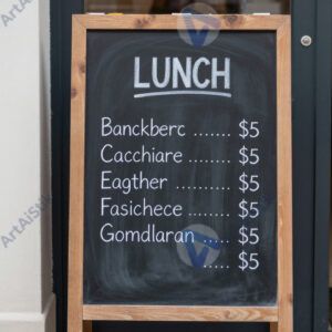 Ланч‑меню на меловой доске у входа в кафе. Ланч‑меню на меловой доске у входа в кафе.