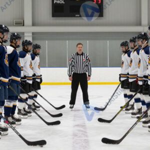 Хоккеисты выстраиваются для серии буллитов