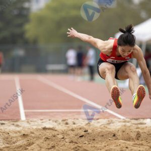 Лёгкоатлет прыгает в длину