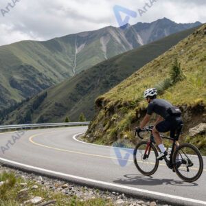 Велосипедист на горном перевале