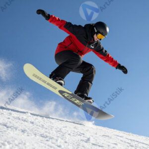 Сноубордист прыгает с трамплина