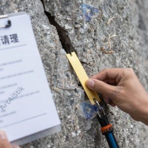 Альпинист ставит закладку в трещину скалы