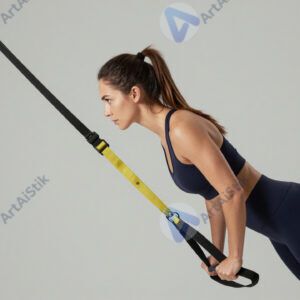 Женщина тренируется с петлями TRX