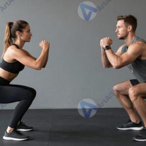 Мужчина и женщина тренируются вместе
