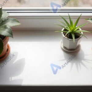 Тени от растений в горшках на подоконнике