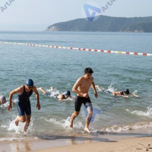 Старт заплыва в открытой воде