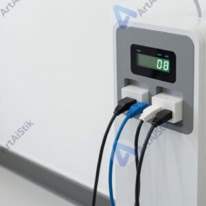 Зарядная станция с несколькими кабелями и подключёнными устройствами.