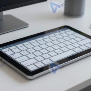 Панель с сенсорной клавиатурой и подсветкой в современном офисе.