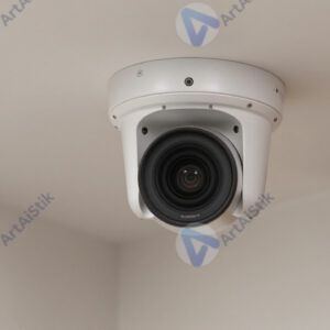 Камера видеонаблюдения под потолком коридора