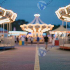 Размытые огни аттракционов на ярмарке