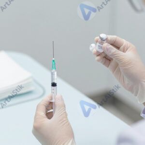 Медсестра готовит шприц с вакциной