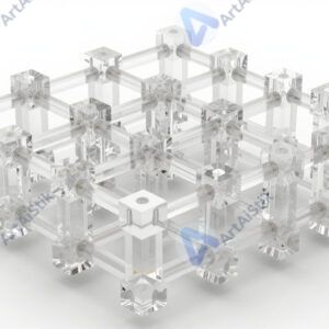 Модель кристаллической решётки из прозрачных деталей.