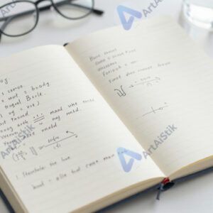 Лабораторный журнал с рукописными записями и формулами.