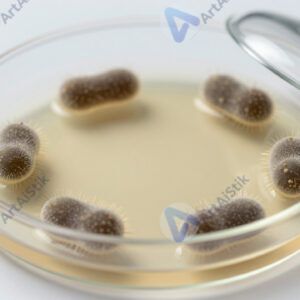 Чаша Петри с колониями бактерий под стеклянной крышкой.