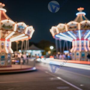 Цветные огни аттракционов на длинной выдержке