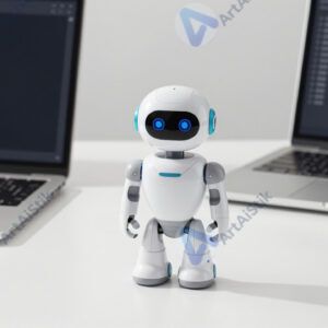 Маленький образовательный робот на столе