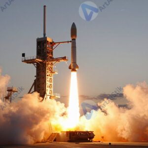 Пусковая площадка с ракетой на закате