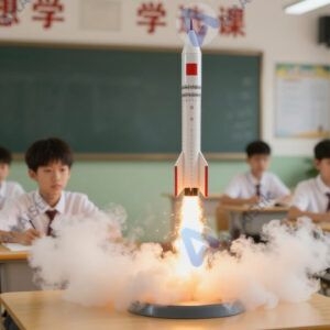 Пуск модели ракеты на школьном дворе