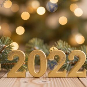 Тёплое золотое bokeh на фоне новогоднего декора.