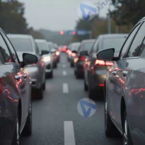 Два автомобиля стоят в пробке