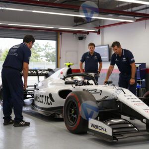 Гоночный автомобиль в боксах