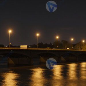 Bokeh от уличных фонарей на мосту