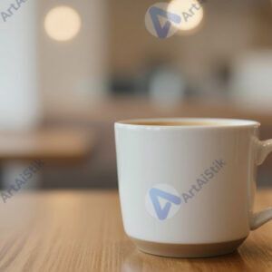 Мягкий тёплый боке‑фон за кружкой напитка на переднем плане.