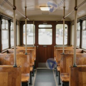 Вагон трамвая с деревянными сиденьями