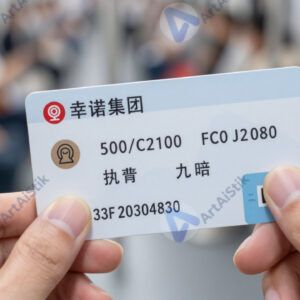 Пассажир держит билет или транспортную карту в метро.